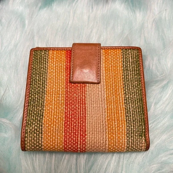 GUC Gucci Multicolor Striped Canvas Wallet